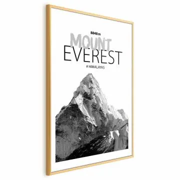 Plakat Mount Everest 21x30 cm z ramą złotą z marginesem