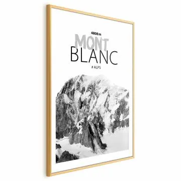 Plakat Mont Blanc 21x30 cm z ramą złotą z marginesem