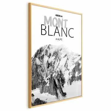 Plakat Mont Blanc 21x30 cm z ramą złotą bez marginesu