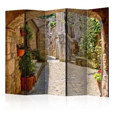 Parawan jednostronny Miasta 225x172 cm 5-częściowy zielony