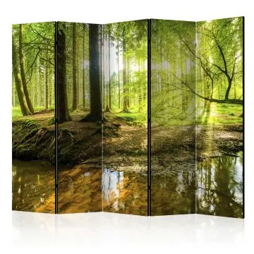Parawan akustyczny Pejzaże 225x172 cm 5-częściowy żółty