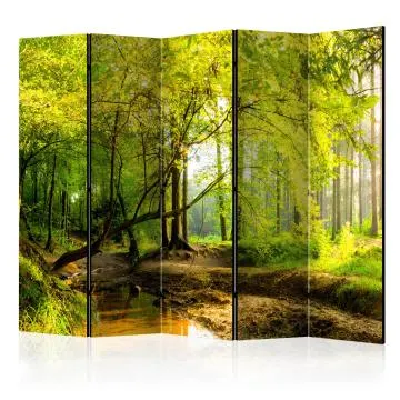 Parawan jednostronny Pejzaże 225x172 cm 5-częściowy żółty