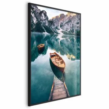 Plakat Łodzie w Dolomitach 21x30 cm z ramą czarną bez marginesu