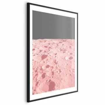 Plakat Różowy księżyc 40x60 cm z ramą czarną z marginesem