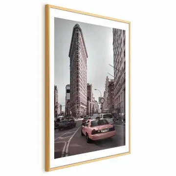 Plakat Miejski ruch 21x30 cm z ramą złotą z marginesem