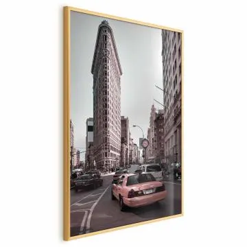 Plakat Miejski ruch 21x30 cm z ramą złotą bez marginesu