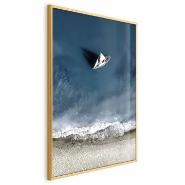 Plakat Jacht 21x30 cm z ramą złotą bez marginesu