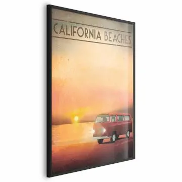 Plakat California Beaches 60x90 cm z ramą czarną bez marginesu