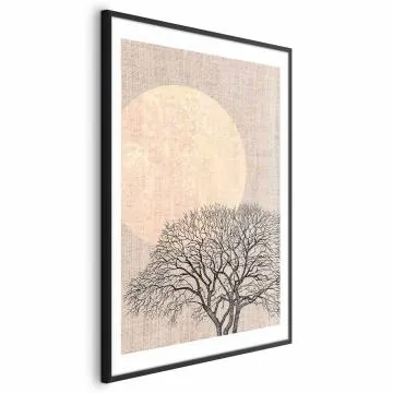 Plakat Poranna pełnia księżyca 60x90 cm z ramą czarną z marginesem