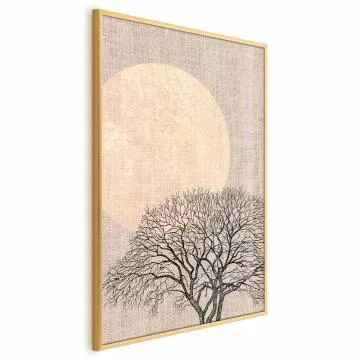 Plakat Poranna pełnia księżyca 40x60 cm z ramą złotą bez marginesu