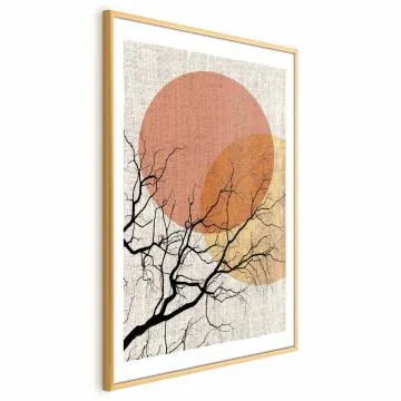 Plakat Podwójny księżyc 21x30 cm z ramą złotą z marginesem