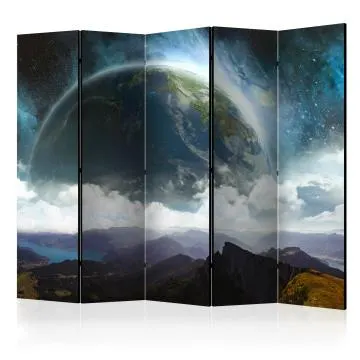 Parawan dwustronny Pejzaże 225x172 cm 5-częściowy czarny