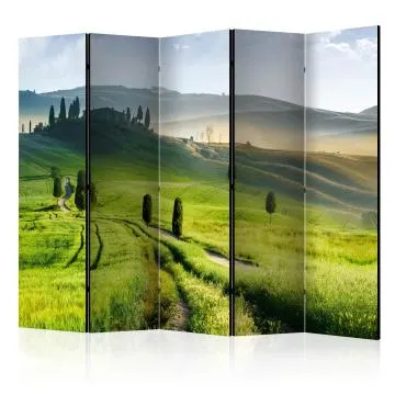 Parawan dwustronny Pejzaże 225x172 cm 5-częściowy zielony