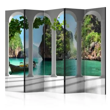 Parawan akustyczny Pejzaże 225x172 cm 5-częściowy szary