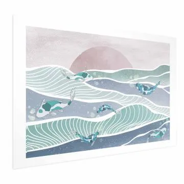 Plakat Ryby na falach 42x29,7 cm bez ramy z marginesem
