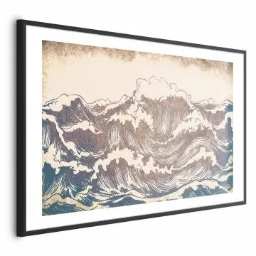 Plakat Olbrzymie fale 60x40 cm z ramą czarną z marginesem