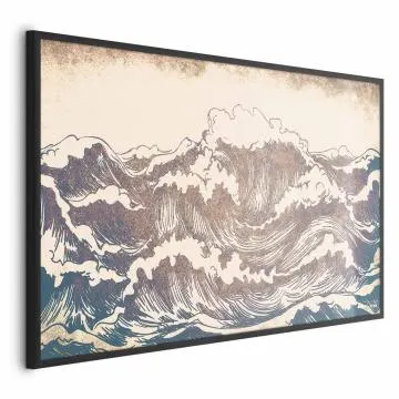 Plakat Olbrzymie fale 90x60 cm z ramą czarną bez marginesu