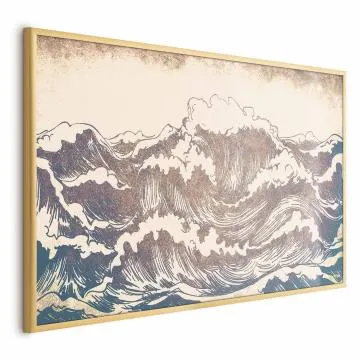 Plakat Olbrzymie fale 30x21 cm z ramą złotą bez marginesu