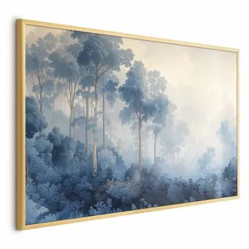 Plakat Lasek we mgle 60x40 cm z ramą złotą bez marginesu