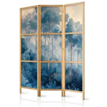 Parawan japoński Kwiaty 135x172 cm 3-częściowy niebieski