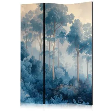 Parawan dwustronny Kwiaty 135x172 cm 3-częściowy niebieski