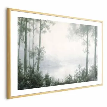 Plakat Lasek i staw 60x40 cm z ramą złotą z marginesem