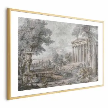 Plakat Świątynia na wzgórzu 30x21 cm z ramą złotą z marginesem