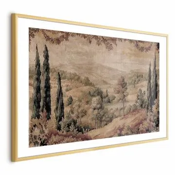 Plakat Śródziemnomorski krajobraz 40x60 cm z ramą złotą z marginesem