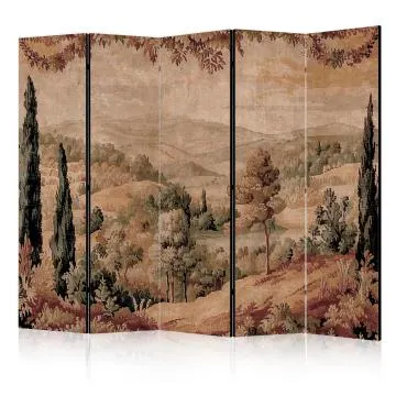 Parawan dwustronny Pejzaże 225x172 cm 5-częściowy czarny