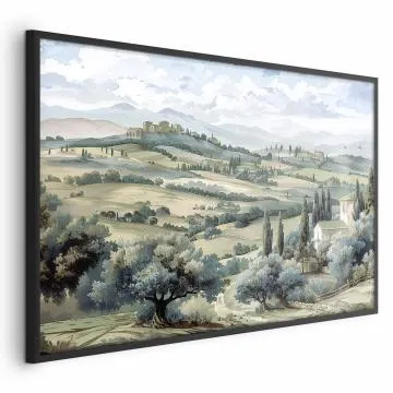 Plakat Pejzaż z polami 60x40 cm z ramą czarną bez marginesu