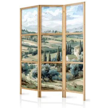 Parawan japoński Pejzaże 135x172 cm 3-częściowy beżowy