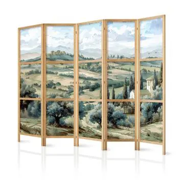 Parawan japoński Pejzaże 225x172 cm 5-częściowy beżowy