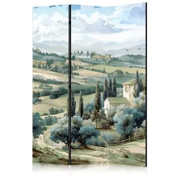 Parawan dwustronny Pejzaże 135x172 cm 3-częściowy beżowy