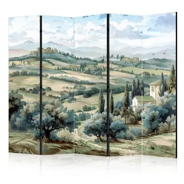 Parawan dwustronny Pejzaże 225x172 cm 5-częściowy beżowy