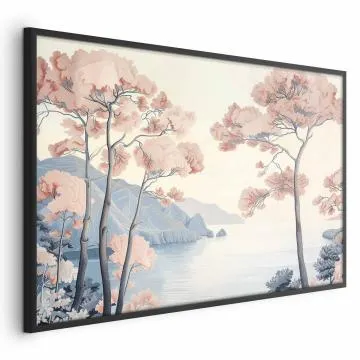 Plakat Ocean i drzewa 30x21 cm z ramą czarną bez marginesu