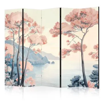 Parawan akustyczny Pejzaże 225x172 cm 5-częściowy biały