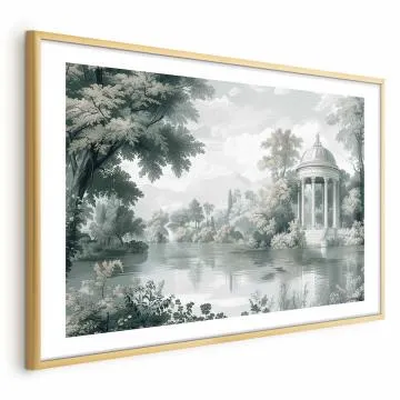 Plakat Pejzaż retro 60x40 cm z ramą złotą z marginesem