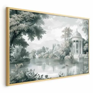 Plakat Pejzaż retro 60x40 cm z ramą złotą bez marginesu