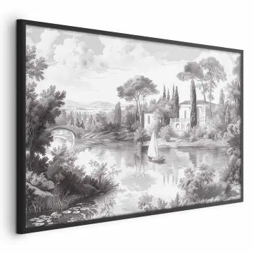 Plakat Pejzaż vintage 60x40 cm z ramą czarną bez marginesu