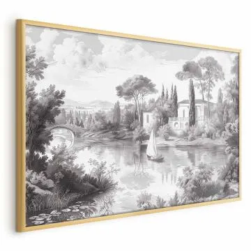 Plakat Pejzaż vintage 42x29,7 cm z ramą złotą bez marginesu