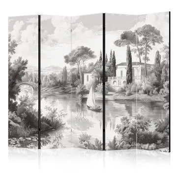 Parawan dwustronny Pejzaże 225x172 cm 5-częściowy szary
