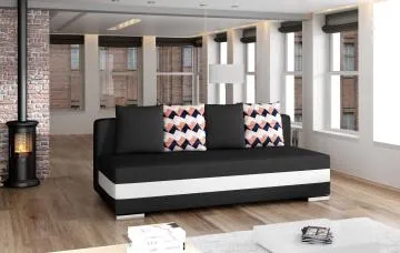 Sofa rozkładana z funkcją spania CALIA czarna/biała