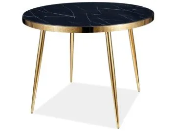 Stół okrągły CALVIN 100x100 czarny marmur/złoty