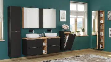Szafka łazienkowa CAPRI 811 35 cm czarna mat z koszem