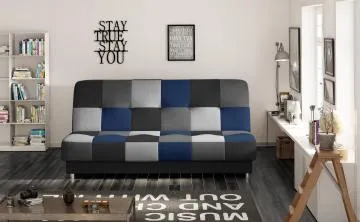 Sofa rozkładana z funkcją spania CAYO VELVET czarna/szara/granatowa