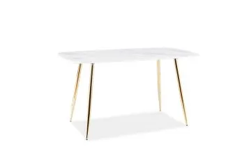 Stół CERES 140x80 biały marmur/złoty