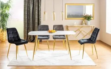 Stół CERES 140x80 biały marmur/złoty