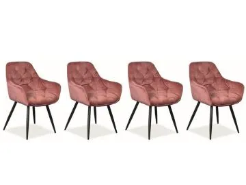 Zestaw krzeseł CHERRY VELVET 4 szt antyczny róż