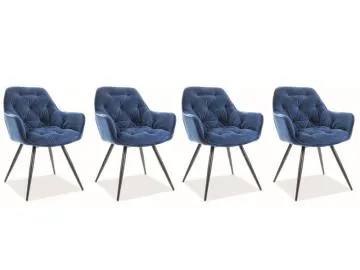 Zestaw krzeseł CHERRY VELVET 4 szt granatowe