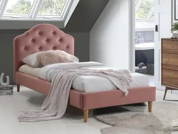 Łóżko CHLOE VELVET 90x200 antyczny róż